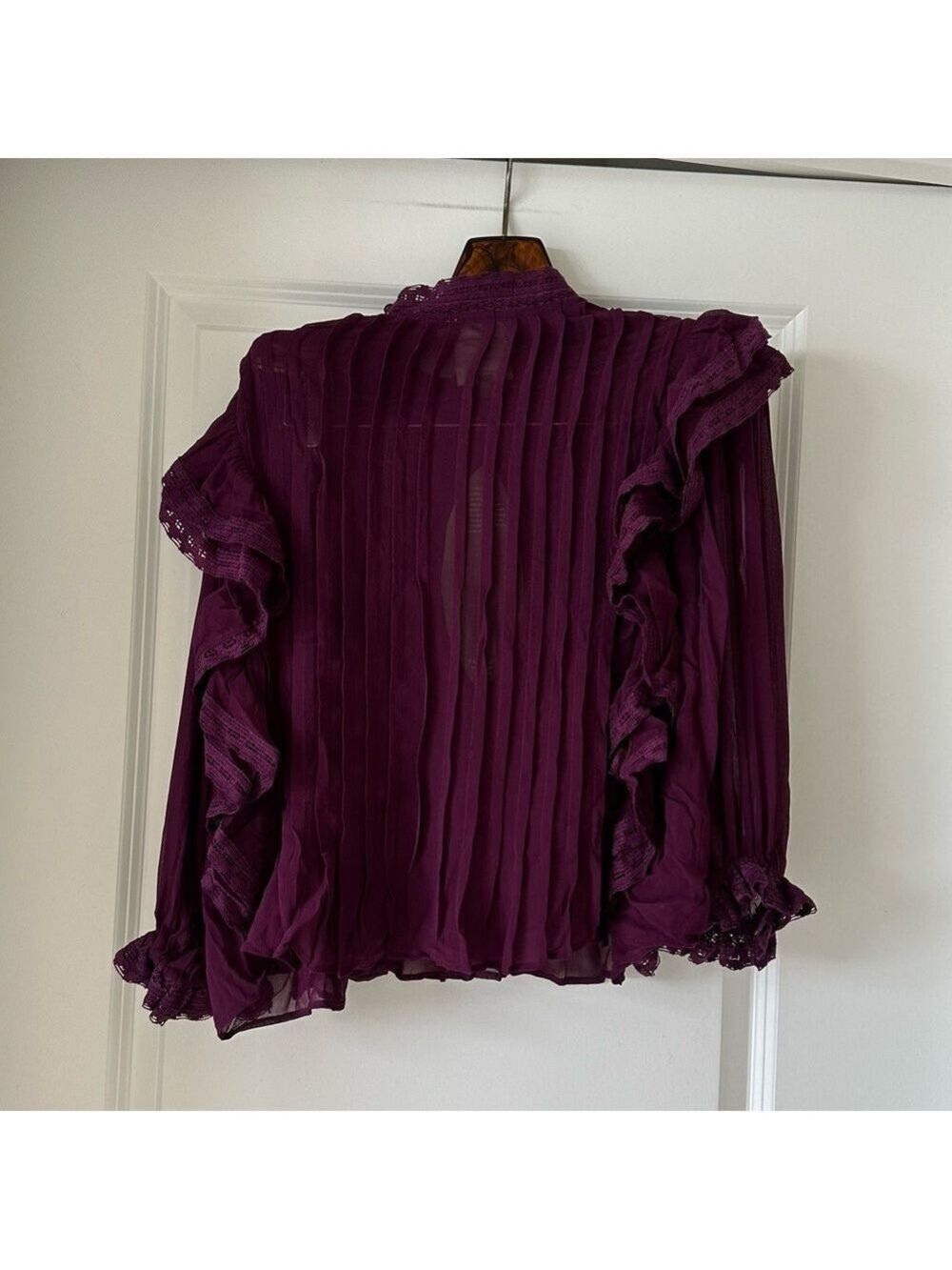 Farm Rio Burgundy Ruffle Blouse - Picture 8 of 9